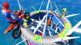 Spiderman Super Motos Parkour on The Sea Challenge with SUPERHEROES – GTA V MODS