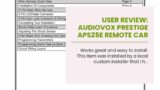 User Review: AUDIOVOX Prestige APS25E Remote Car Alarm Security System Shock Sensor + Remotes