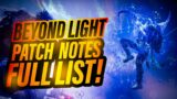 BEYOND LIGHT PATCH NOTES – Destiny 2