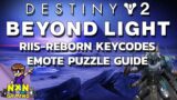 Destiny 2 Beyond Light – Riis-Reborn Keycodes/Emote puzzle guide