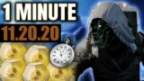 Xur in 1 MINUTE – (11.20.20) Gauntlet Weekend! [Destiny 2 Beyond Light]