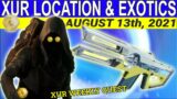 XUR Location And Exotics For August 13th, 2021- Beyond Light (Season 14 Destiny 2)