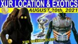 XUR Location And Exotics For August 20th, 2021- Beyond Light (Season 14 Destiny 2)