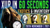DESTINY 2 | GO NOW! XUR'S LOCATION & EXOTICS IN 60 SECONDS! Where is Xur? (26th November, 2021)
